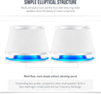 SW102 Computer Speakers, 5Wx2, Deep Bass in Small Body, Stereo 2.0 USB Powered 3.5mm Aux Multimedia Speakers, Built-in Bottom Bass Radiators, PC Laptop Desktop Speakers, White