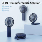 【SUPER THIN】 Portable Handheld Fan, 2025 Upgraded Strong Airflow, 20Hrs Runtime, 5000mAh, 180° Foldable, 5 Speeds, 3-IN-1 Mini Hand/Desk/Neck Fans, Travel Essentials Gifts for Women, Men