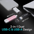Transcend 128GB External SSD, Up to 1,050MB/s, Dual USB Flash Drive for iPhone&iPad&Mac, Windows&Android, Tablet&PC, Smart TV, USB 3.2 Gen 2 Thumb Drive Photo Stick, 2-in-1 Type C &Type A Memory Stick
