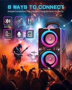 Bluetooth Speaker, 200W(Peak) Loud Stereo with Deep Bass, 20H Playtime, TWS, 30W Fast Charging, Portable Handle, Wireless Large Boombox with LED Light for Party Outdoor Backyard Beach