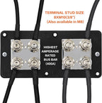 400A Bus Bar 8 M10 (3/8 inch) Terminal Studs Modular Design Tin Plated Copper Distribution Block Negative Pole Electrical Buss Bars 12-48 V DC with Cover for Trailer Marine Boat Car RV
