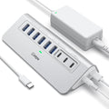 Powered USB Hub 10Gbps, intpw 9-Port USB 3.2 Hub, USB C Hub with USB A/USB C 3.2, 4 USB 3.0, 2 PD 45W Charging Ports, 65W Power Adapter and 3.3FT Cable, Aluminum USB Hub for Laptop, iPhone 16/15, PC