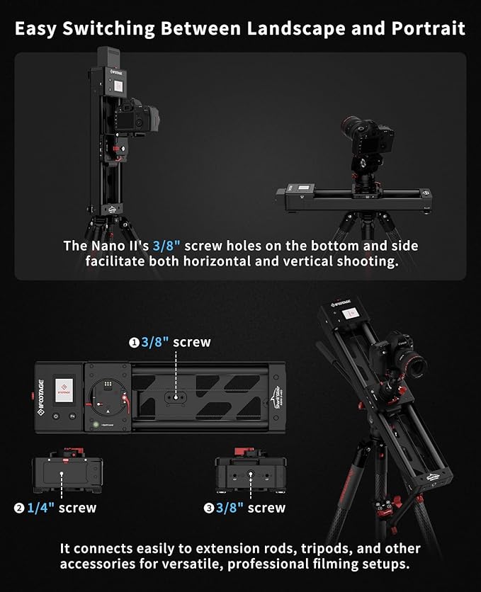 IFOOTAGE Shark Slider Nano II-660 (26 inch) Motorized Camera Shark Slider,Mobile APP/IPS Touch Screen Control,360°Panoramic Shooting,Ultra-Silent,Load up to 7.7lbs