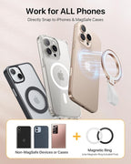 andobil [2025 Unrivaled Stability] Magnetic Phone Grip Holder for MagSafe Ring Stand Holder Kickstand Compatible with MagSafe Accessories for iPhone 16 Pro Max Plus iPhone15/14/13/12&Android,Rosegold