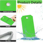 100 Pcs Green Tags with Wires Waterproof Writable Hang Tags with String Attached Heavy Duty Shipping Moving Tags for Luggage Parts Machines(Green, 4 3/4" x 2 3/8")