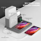 Wireless Charging Station, 3 in 1 Charging Station, Alarm Clock with Wireless Charger, Night Light, iPhone 12/13/14/15/16 Pro/13 Mini/13 Pro Max/12 pro, AirPods