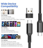 Elebase USB Type C to C 100W Cable 10FT with USB Adapter,Fast Charging PD Charger Cord for iPhone 16 15 Pro Max Plus,Samsung Galaxy S23 S24,Car Play,MacBook Mac,iPad 9 10,Z Flip Fold 4 5,Ultra,A53 A54