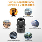 QILIPSU 50pcs 3/8" NPT Cable Gland Waterproof IP68 Nylon Cable Pass Through Cord Grip Connector Strain Relief Wire Grommet