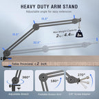 FIFINE Dynamic Podcast Microphone Set with Boom Arm Stand, Studio XLR/USB Microphone for Recording Vocal Streaming, Metal Mic with Mute Tap, Headphone Jack, Heavy Duty Boom Arm-K688T