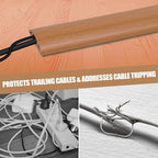 Floor Cord Cover Cavity 0.8"x0.37" Self Adhesive Cord Hider, 3.3FT Low Profile Cable Management, Extension Strip Protector for Wires, Prevent Cable Trips for Offices, Gyms, Exhibitions (Brown Wood)