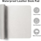 Aothia Leather Desk Pad Protector, Mouse Pad, Office Desk Mat, Non-Slip PU Leather Desk Blotter, Laptop Desk Pad, Waterproof Desk Writing Pad for Office and Home (Off-White,31.5" x 15.7")