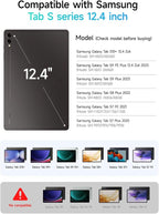 HOU Keyboard for Samsung Galaxy Tab S10+ Plus/S9+ Plus/S9 FE+ Plus/S8+ Plus/S7+ Plus/S7 FE 12.4" with Magnetic Case,Floating Cantilever,Multi-Function Trackpad,7 Colors Backlit,S Pen Holder,Black