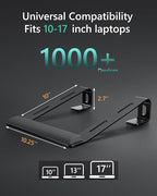 Aluminum Laptop Stand, Notebook Stand with Wrist Rest, Ergonomic Detachable Laptop Mount, Computer Stand Compatible with 10-17'' All Laptops Such as MacBook Air Pro/HP/Dell/Lenovo, Black