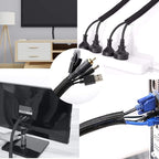 CrocSee 25ft - 1.25 inch Braided Cable Management Sleeve Cord Protector - Self-Wrapping Split Wire Loom for TV/Computer/Home Theater/Engine Bay - Black