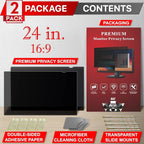 [2 Pack] 24 Inch Privacy Screen Filter for Widescreen 16:9 Monitor | Privacy Shield | Anti-Glare | Anti-Blue light Protector | Eye Protection | Computer Security Private Filter