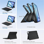 WIWU for iPad Keyboard Case 11 Inch A16 11th /10th Gen 3 in 1 Magnetic Detachable Case Keyboard Adjustable Stand Backlit Keys with Touchpad (Black, for iPad 11/10/Air 5/4/11"(M2/M3) Pro 11" 4/3/2/1)