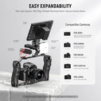 NEEWER Video Camera Cage Rig with Arca Type Quick Release Plate, Double Handles, 3/8" ARRI 1/4" Threads, Cold Shoes, Universal Camera Stabilizer, Compatible with SmallRig NEEWER Base Plate, CA077