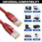 Cat5e Ethernet Cable 125 FT, Cat 5e Internet Cable, Red Snagless Patch Cord, Flexible, Network, LAN, PoE, Standard RJ45 Connector for PC, Server, Router, Modem, TV, PS5 - with 15 Cable Ties