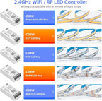BTF-LIGHTING C01W Monochrome PWM (+V -V) 2PIN LED Strip Dim Brightness 2.4GHz Tuya WiFi Group Controller Alexa Google Home Smartphone APP Control Compatible with WR02RF RC01RFB Remote
