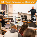 Cell Phone Holder Classroom Cell Phone Storage 3-Tier Multiple Cell Phone Stand Rack with 1-36 Number Stickers PVC Board Mobile Phone Holder Desktop Organizer for Classroom Office