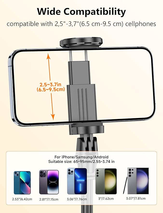 68" Automatic Tripod, Auto-Open Phone Tripod Stand with Magnetic Remote, All-in-1 Extendable Selfie Stick Travel Tripods for Cell Phone 360° Rotate Stable iPhone Selfie Stick for Video Recording
