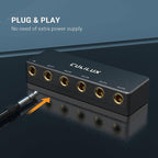 Cubilux Passive 6.35mm Headphones Splitter Box, 1/4” Stereo Multi Audio Distributor, Multiport Quarter Inch TRS TS Aux Splitter for Guitar Signal, Studio Recording, Live Performance, Monitors