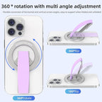 RESPECTED-BRO-Magnetic-Phone-Grip-Stand, Magnetic Phone Ring Holder Kickstand with Silicone Finger Strap, Compatibility for iPhones, Androids, and More (Purple)