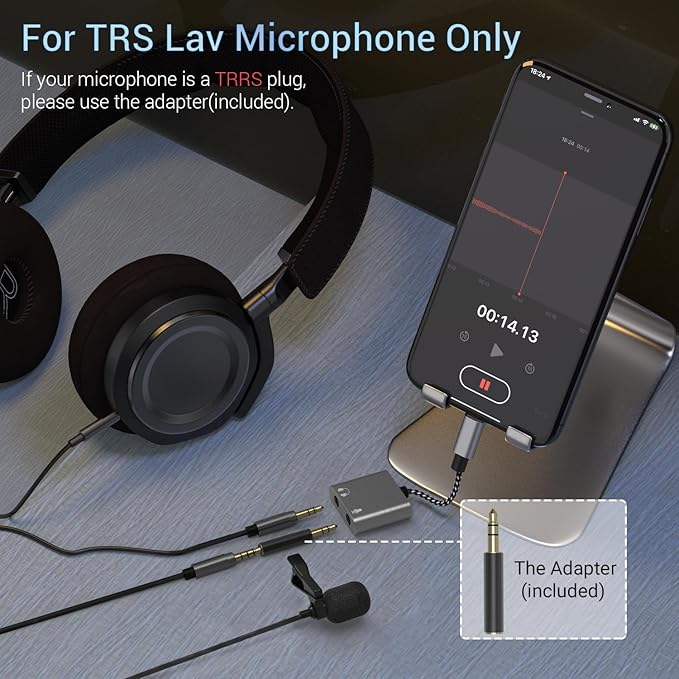 Cubilux Lightning to 3.5mm TRS Microphone Adapter with Headphone Jack Compatible with iPhone 14 Pro Max 14 Plus/13/12/11/SE 2/Xr/Xs Max/8/7, 1/8” Audio & MIC Splitter for Old iPad (Lightning Version)