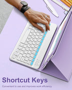 D DINGRICH Keyboard Case for iPad 10th Generation(10.9", 2022), Rechargeable Detachable Wireless BT Keyboard, Smart Folio Protective Cover with Pencil Holder for 10.9 inch Apple iPad 10th Gen, Purple