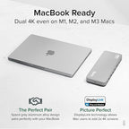 Plugable USB C Laptop Docking Station, Dual Monitor 4K 60Hz for Apple Mac M1/M2/M3/M4, 2X HDMI or 2X DisplayPort, 100W Charging DisplayLink Dock, 2 Displays for MacBook, Driver Required (UD-6950PDH)