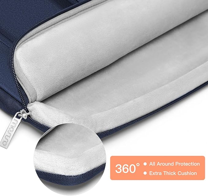 MOSISO 360 Protective Laptop Case 13 inch, Laptop Sleeve Compatible with MacBook Air 13 inch M4 M3 M2 M1 2025-2018 / Pro 13 M2 M1 2025-2016, Side Open Bag with 2 Raised&1 Flapover Pockets, Navy Blue