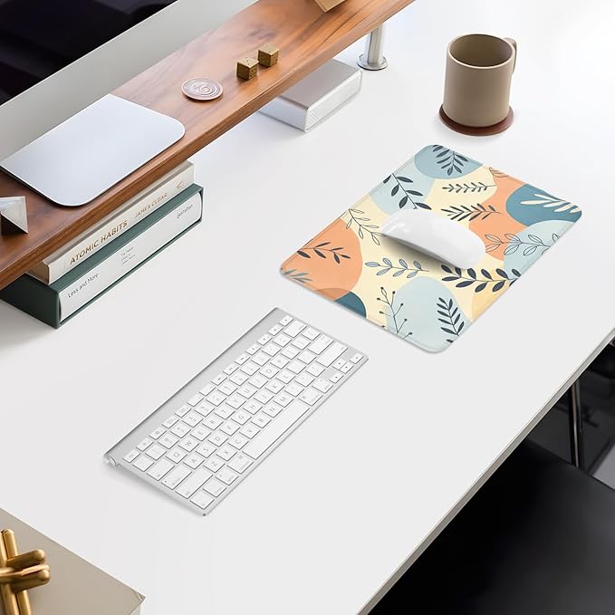 ITNRSIIET Mouse Pad Non-Slip Rubber Base Smooth Surface Stitched Edges Waterproof Durable Compatible with All Mice for Office & Gaming, Desk Accessory, 10.2x8.3x0.12 inch, VividFoliage