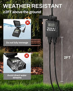 BN-LINK 7 Day Outdoor Heavy Duty Digital Programmable Timer, Outdoor Timer Outlet Waterproof, 2 Grounded Electrical Outlets for Christmas Lights, 15A 1/2HP,ETL Listed