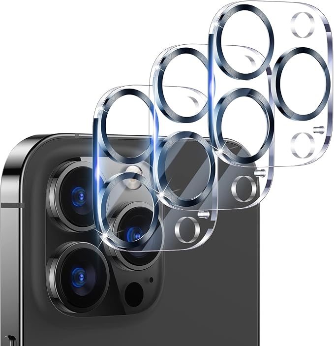 UniqueMe [3 Pack] Camera Lens Protector Compatible with iPhone 13 Pro 6.1" / 13 Pro Max 6.7" Tempered Glass,[Case Friendly][New version][Scratch-Resistant][Easy Installation] -Grey