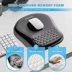 Mouse Pad with Wrist Rest, Ergonomic Mousepads with Wrist Support, Soft Lycra Fabric Memory Foam Office Desk Accessories for Comfort/Pain Relief/PC Gaming/Computer/Laptop (Black)