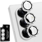 for Samsung Galaxy Z Fold 7 Camera Lens Protector, Individual Metal Ring Tempered Glass Lens Cover, [Strong Adsorption] Scratch Resistant Ultra-Thin HD Clear Lens Cover, 1 Set-Silver