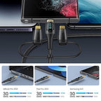 USB C to Multi Charging Cable, USAMS 100W 6.6FT 5A Type C to Type C Fast Charger Charging Cord with LED Display 5-in-1 C/A to C/Micro/IP Sync Charger Adapter Compatible for Laptop/Tablet/Phone