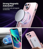 Magnetic for iPhone 13 Case [Compatible with MagSafe][Built-in Camera Lens Protector] Slim Soft Silicone Bumper Shockproof Metallic Luster Phone Case (Rose Gold)