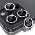 Choiche Compatible for iPhone 16 Pro/iPhone 16 Pro Max Camera Lens Protector Bling, 9H Tempered Glass Camera Cover Screen Protector Metal Ring Decoration Accessories (Diamond-Black)