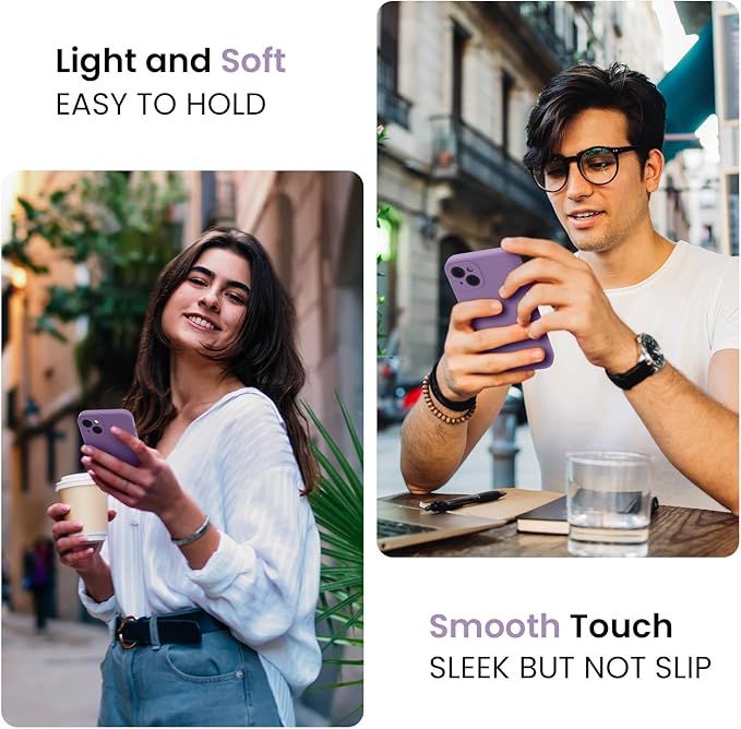 FireNova Designed for iPhone 13 Case, Silicone Upgraded [Camera Protection] Phone Case with [2 Screen Protectors], Soft Anti-Scratch Microfiber Lining Inside, 6.1 inch, Light Purple