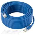 Cat5e Ethernet Cable 150 FT, Cat 5e Internet Cable, Blue Snagless Patch Cord, Flexible, Network, LAN, PoE, Standard RJ45 Connector for PC, Server, Router, Modem, TV, PS5 - with 15 Cable Ties