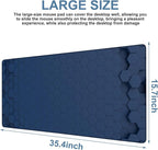 Large Mouse Pad Hexagon Style Gaming Desk Pad Computer Keyboard Non-Slip Waterproof Mouse Mat with Rubber Base and Stitched Edges Entertainment Office Writing Desk Mat 35.4 x 15.7 Inches