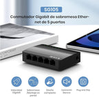 Tenda SG105, 5 Port Gigabit Switch, Unmanaged Home Ethernet Switch, Office Ethernet Splitter, Plug & Play, Plastic Case, Desktop/ Wall-Mount, Fanless Quiet, Limited Lifetime Protection