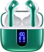 TAGRY Bluetooth Headphones True Wireless Earbuds 60H Playback LED Power Display Earphones with Wireless Charging Case IPX5 Waterproof in-Ear Ear buds with Mic for TV Smart Phone Laptop Computer Sports