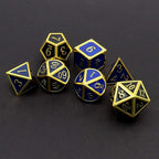 Haxtec Temperature Color Chaning Metal DND Dice Set Gold Blue Polyhedral D&D Dice Compatible with Dungeons and Dragons RPG-Gold Black Blue Shift