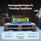 48V Lithium Battery Golf Cart Built-in BMS 200A Bluetooth, 48 Volt 100Ah Lithium Battery for Golf Cart with 15A Charger, Vibration-Resistant Structure, 10 Years Lifespan Deep Cycle 15000+