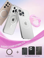 JOYROOM Magnetic Phone Grip, Silicone Finger Loop Grip [Stylish Twinkle][Glitter] Phone Grip for Magsafe, for iPhone 16 Pro Max/15 Pro Max/14/13/12 Series, Pink