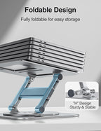 Laptop Stand for Desk, 360 Rotating Base Aluminum Computer Stand Ergonomic Laptop Riser Notebook Holder Fits up to 17-Inch Laptop, Silver