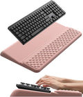 Vaydeer Wrist Rest with Keyboard Stand, Computer Wrist Support Pad, Ergonomic Keyboard Riser Holder Lifter Tray with Wrist Pad, Memory Foam Desk Cushion, Palm Hand Typing for Office Home School-Pink