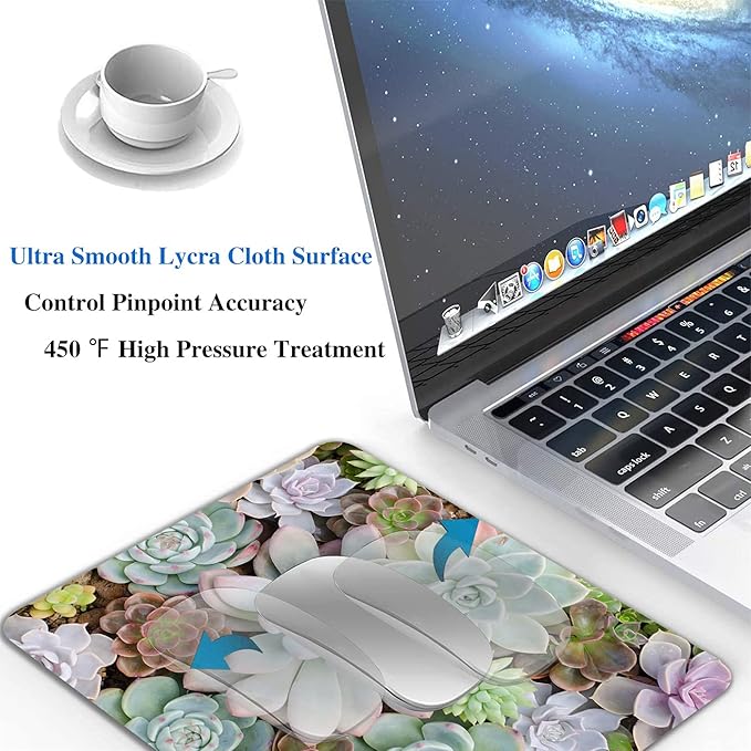 Cute Succulents Mouse Pad, Natural Plants Mousepad for Design, Anti-Slip Rubber Base Wireless Mouse Pads for Laptop